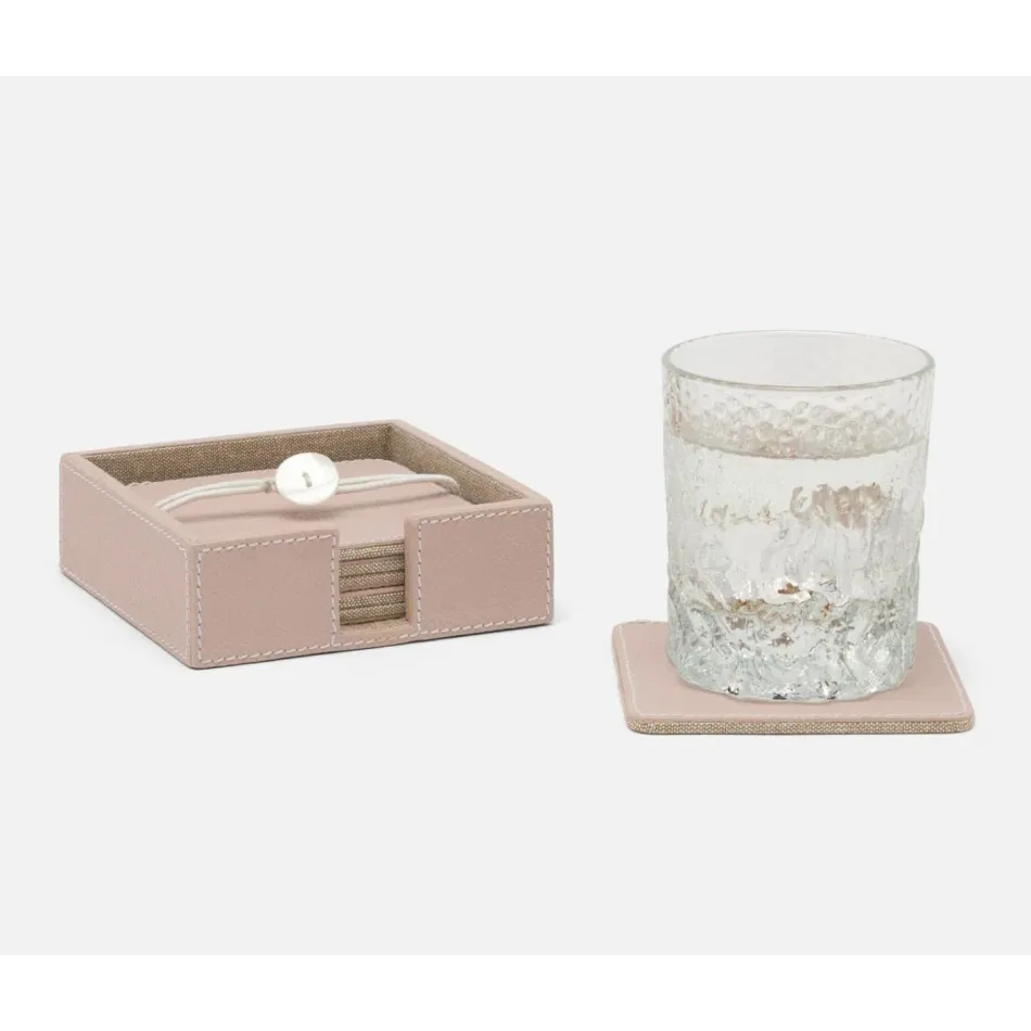 Bristol Dusty Rose, Coasters Set of 6, Full-Grain Leather