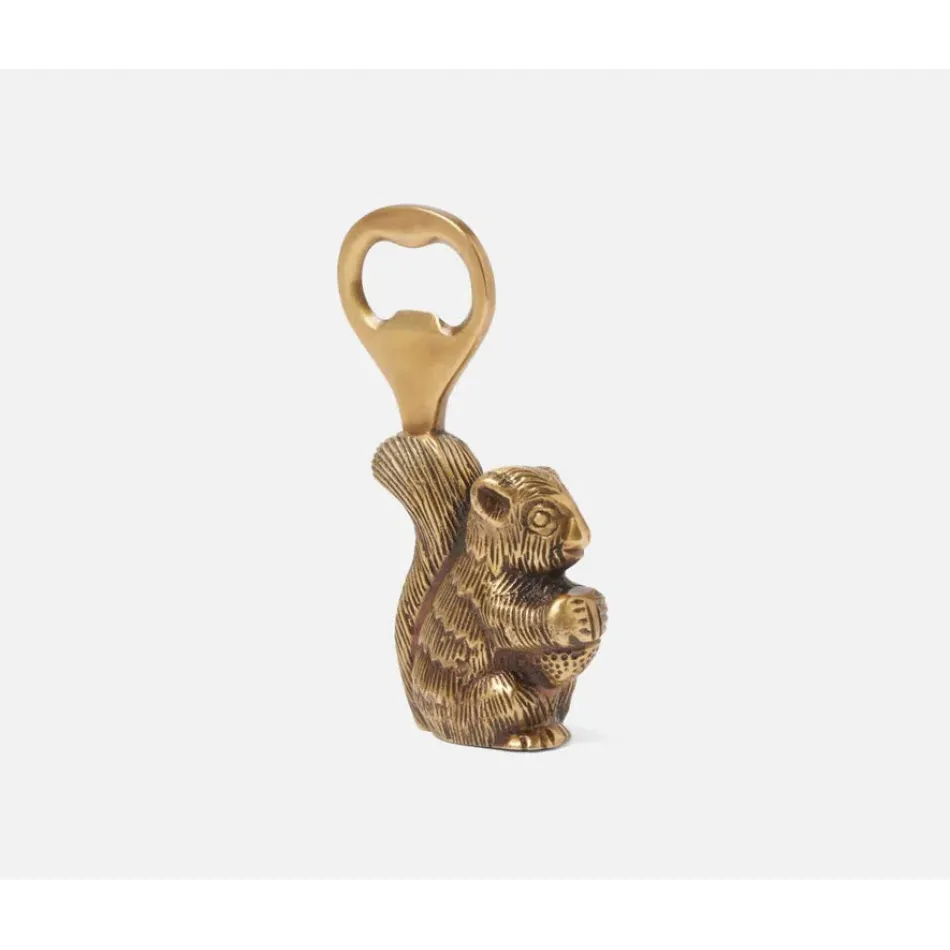 Dora Antique Brass Squirrel Bottle Opener Mini, Pack of 3