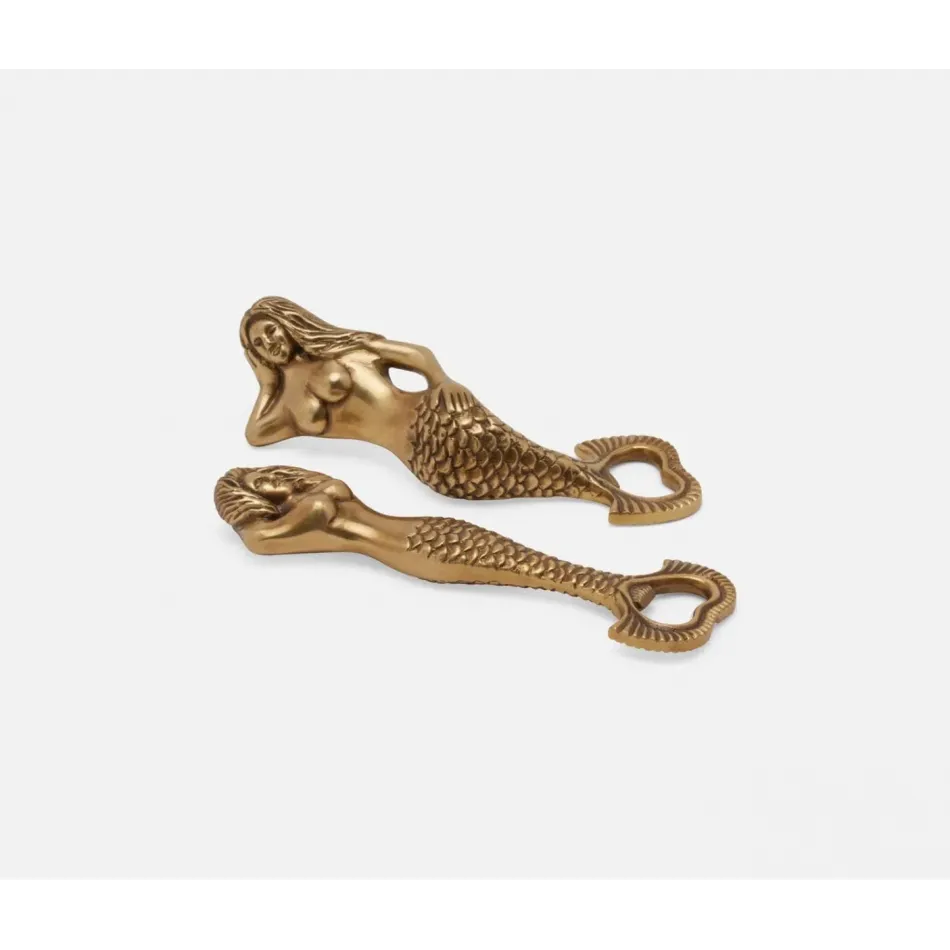 Ginger Mermaid Bottle Openers Antique Brass Set of 2