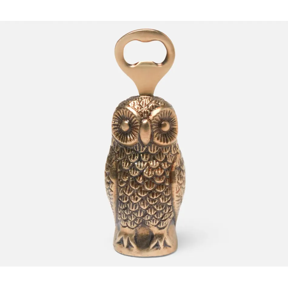 Marvin Antique Brass, Owl Bottle Opener, Metal, Pack of 3