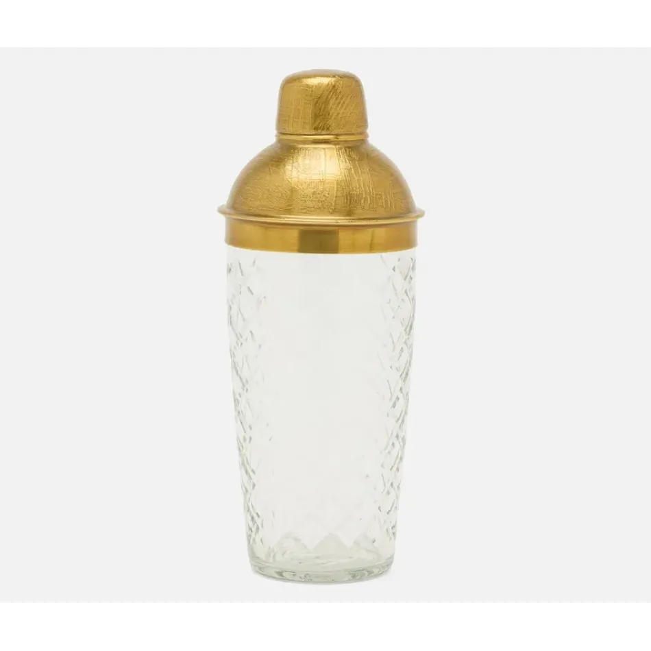 Sevasti Antique Brass Diamond Etched Cocktail Shaker/Glass