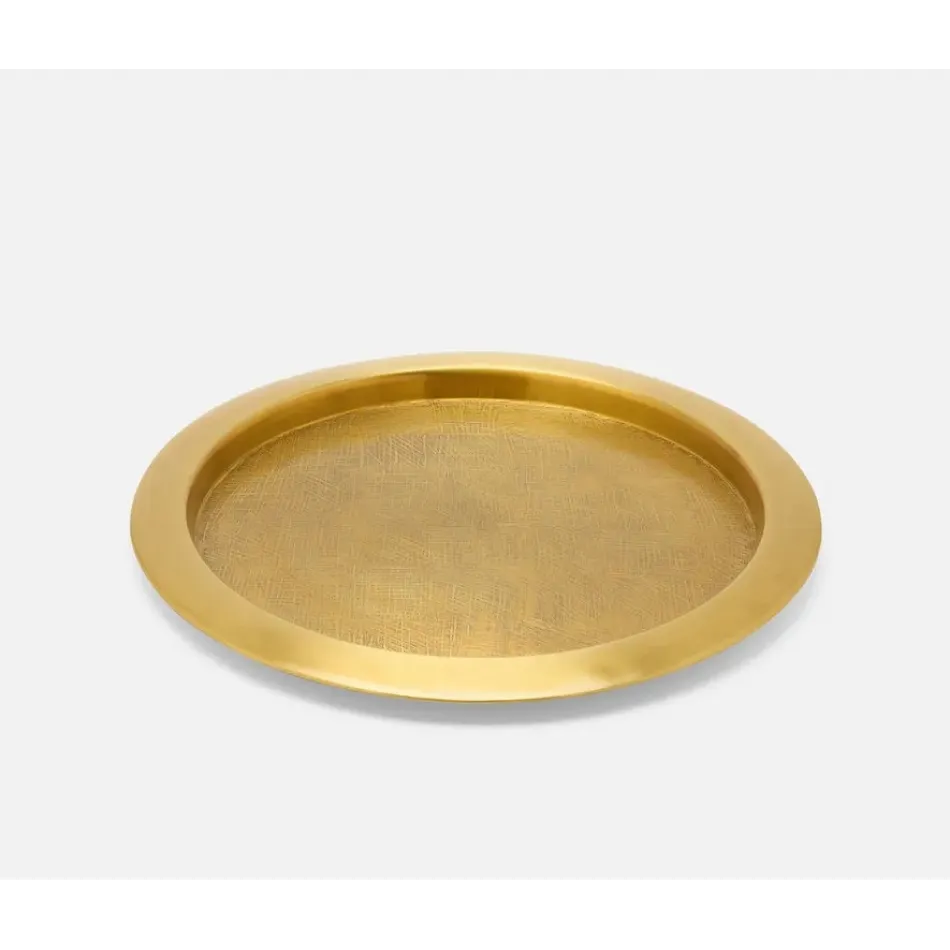 Sevasti Antique Brass, Textured, Round Tray, Metal