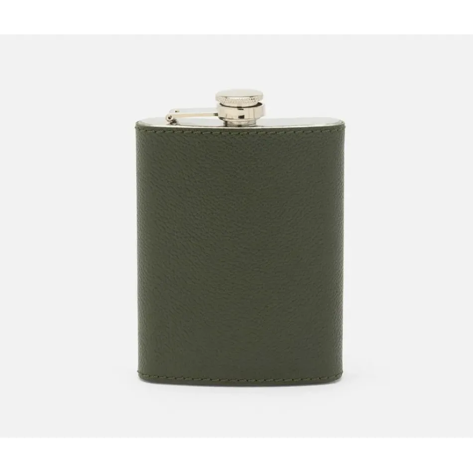 Warren Forest Green Flask Stainless Steel/Full-Grain Leather