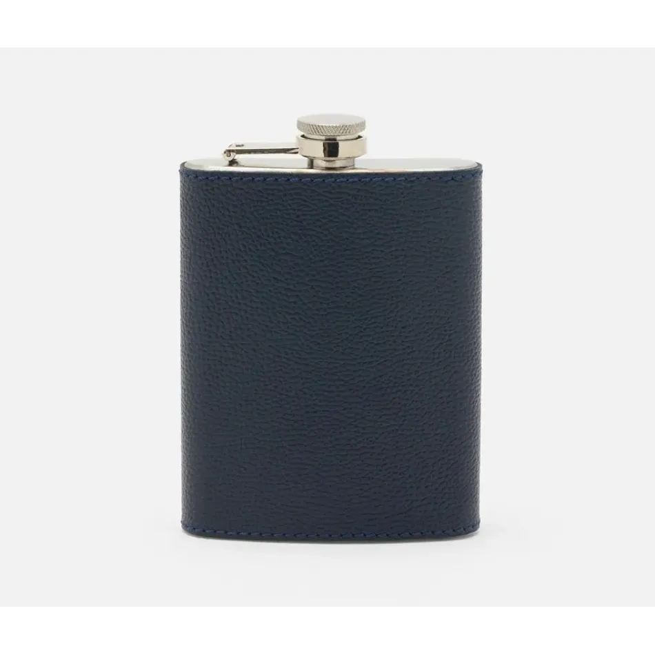 Warren Navy Flask Stainless Steel/Full-Grain Leather