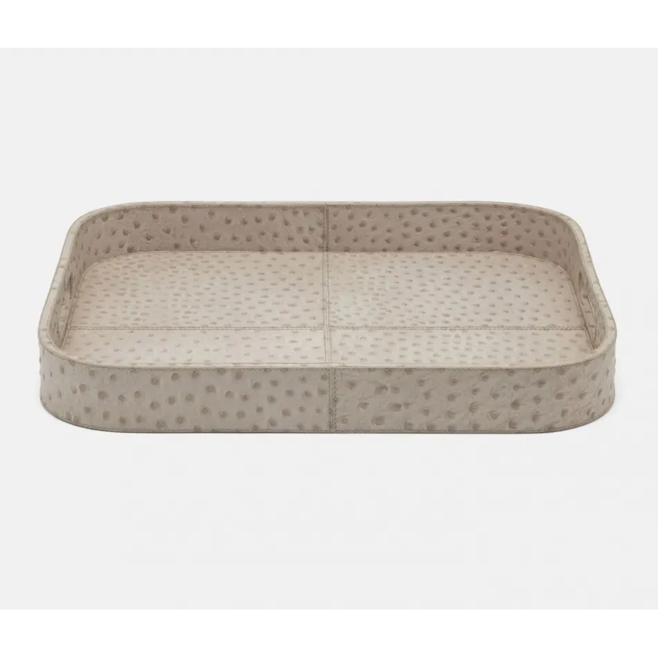 Witney Light Gray Ostrich Rectangular Tray Full-Grain Leather