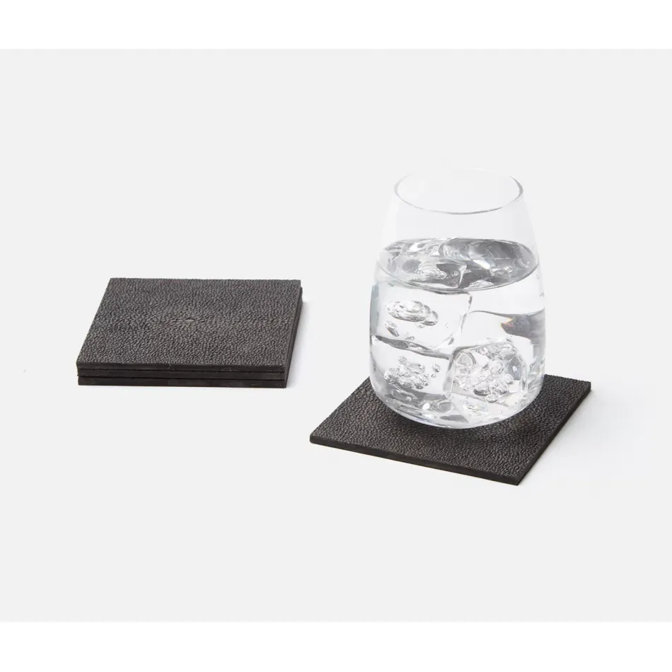 Henry Dark Mushroom Square Coasters, Boxed Set of 4
