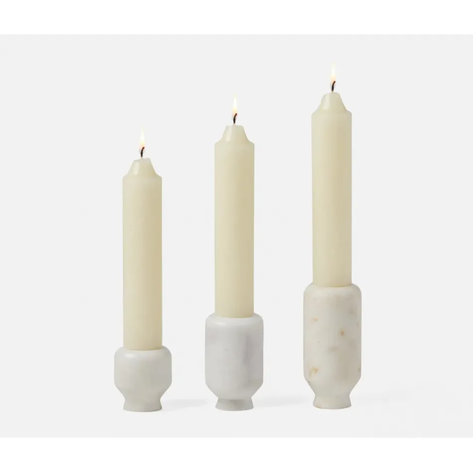 Etta White Candle Holders Marble Set of 3