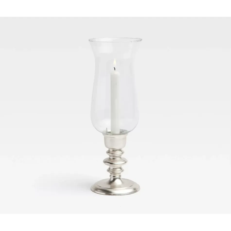 Howard Matte Silver Hurricane Candle Holder