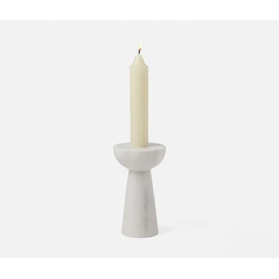 Judith White Candle Holder Marble, Pack of 2
