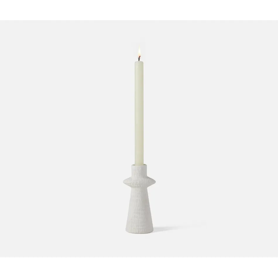 Kalen White Candle Holder Earthenware Small, Pack of 3