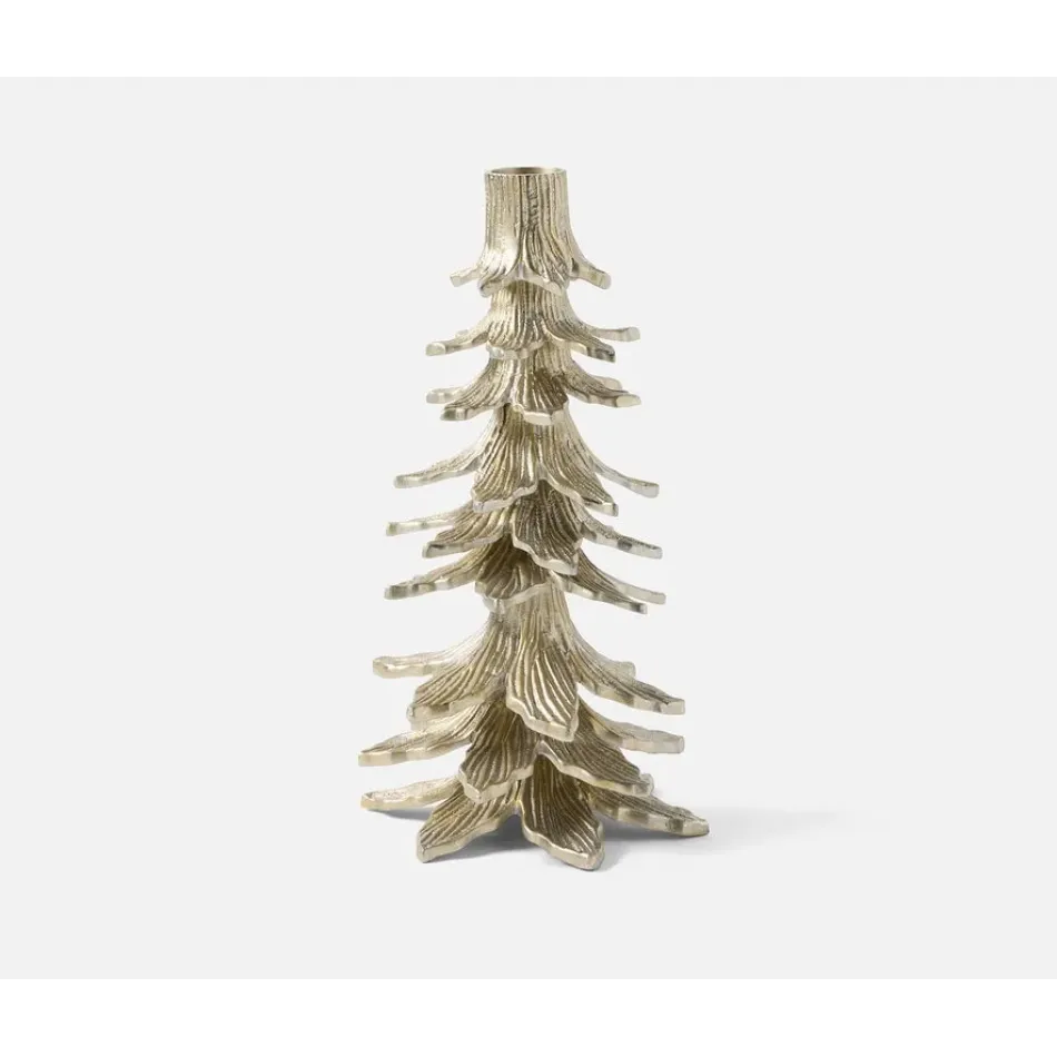 Kevin Tarnished Silver, Tree Candle Holder, Aluminum, Small, Pack of 2