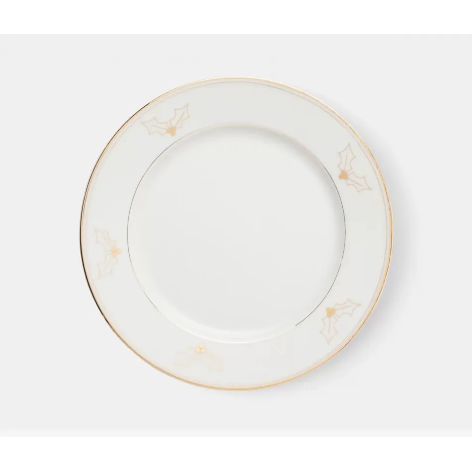 Hannah White Porcelain Gold Trim And Holly Dinnerware