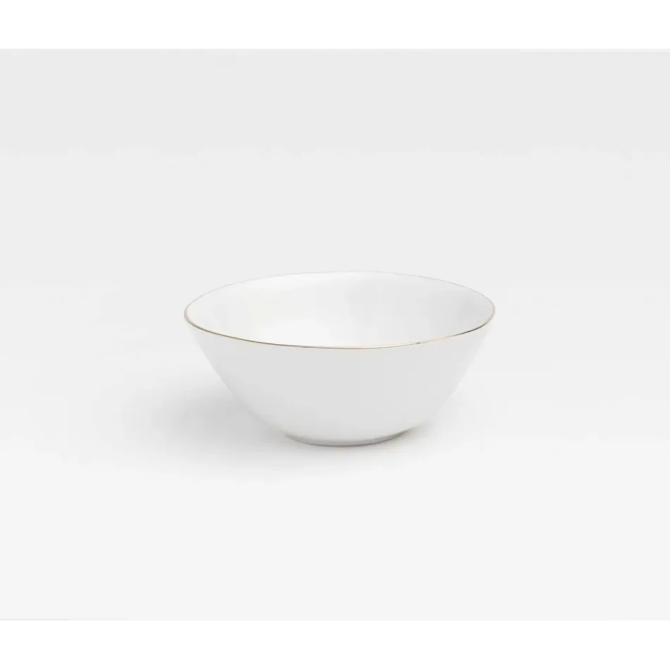 Julianna White Cereal/Ice Cream Bowl With Gold Trim, Pack of 4