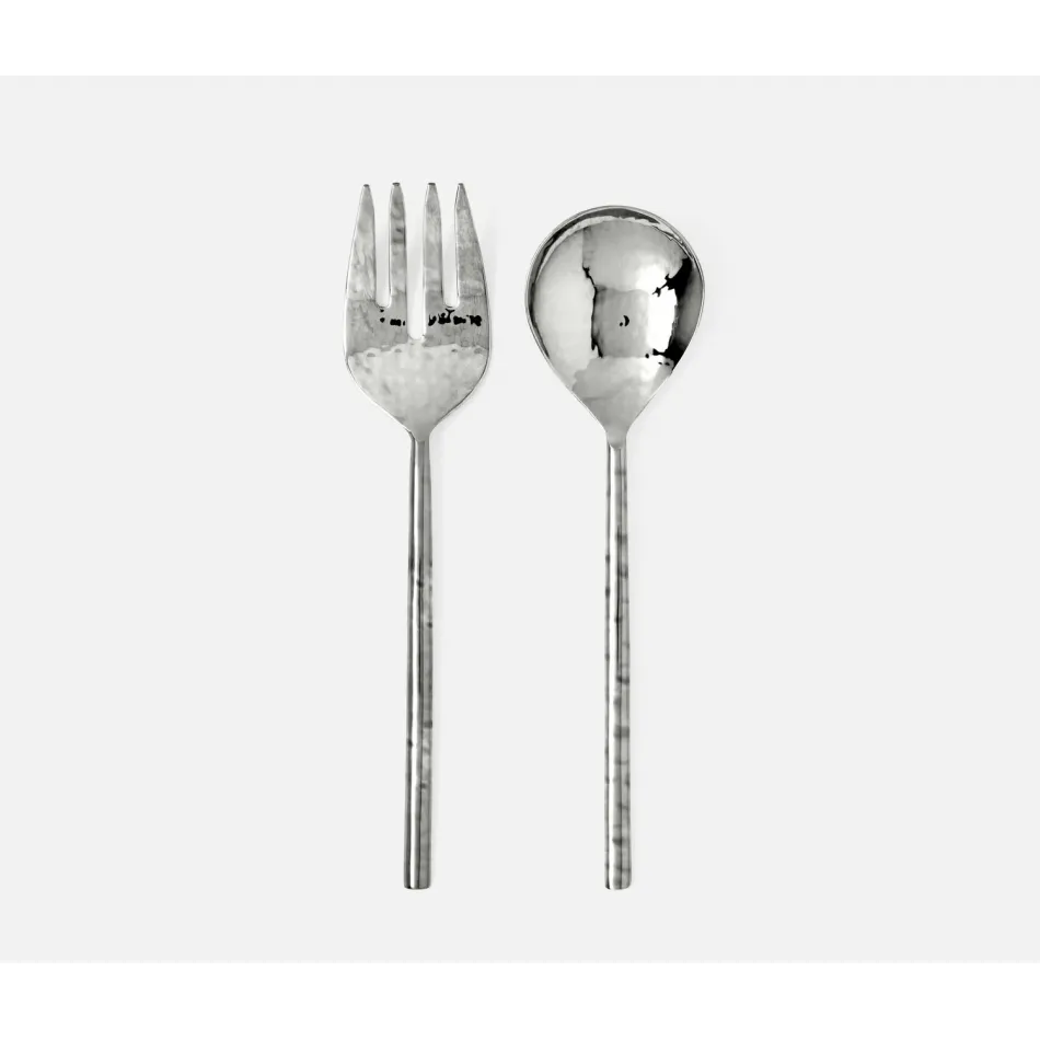 Augustine Polished Silver Serving Set, 2-Piece Set: Serving Spoon, Serving Fork