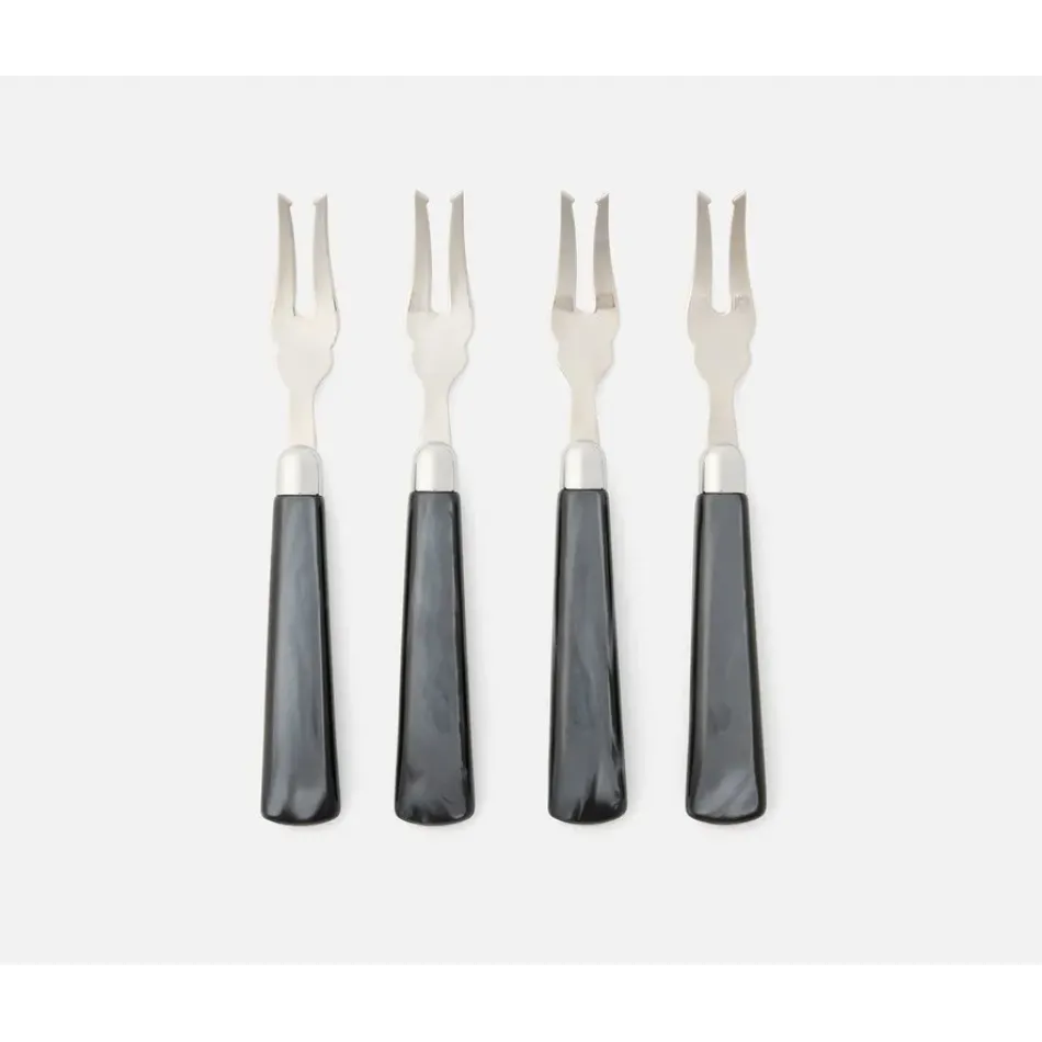 Colson Black/Polished Silver, Appetizer Fork, Acrylic/Stainless Steel, Pack of 4