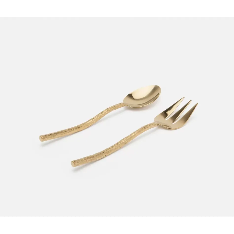 Danele Polished Gold 2-Pc Serving Set (Serving Spoon, Serving Fork)