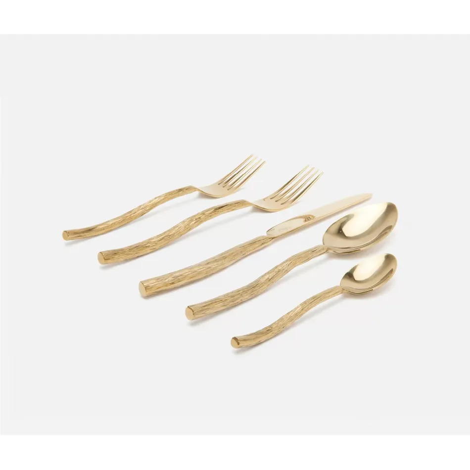 Danele Polished Gold 5-Pc Setting (Knife, Dinner Fork, Salad Fork, Soup Spoon, Tea Spoon)