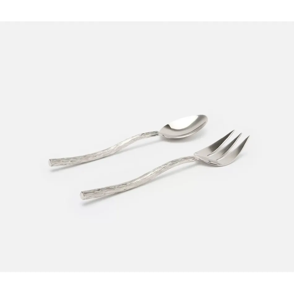Danele Polished Silver Serving Set, 2-Piece Set: Serving Spoon, Serving Fork