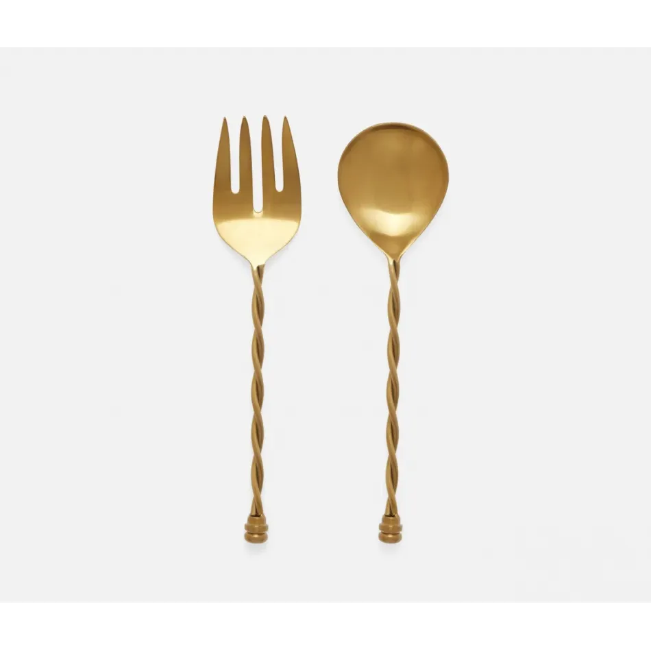 Ellis Matte Gold 2-Pc Serving Set (Serving Spoon, Serving Fork)