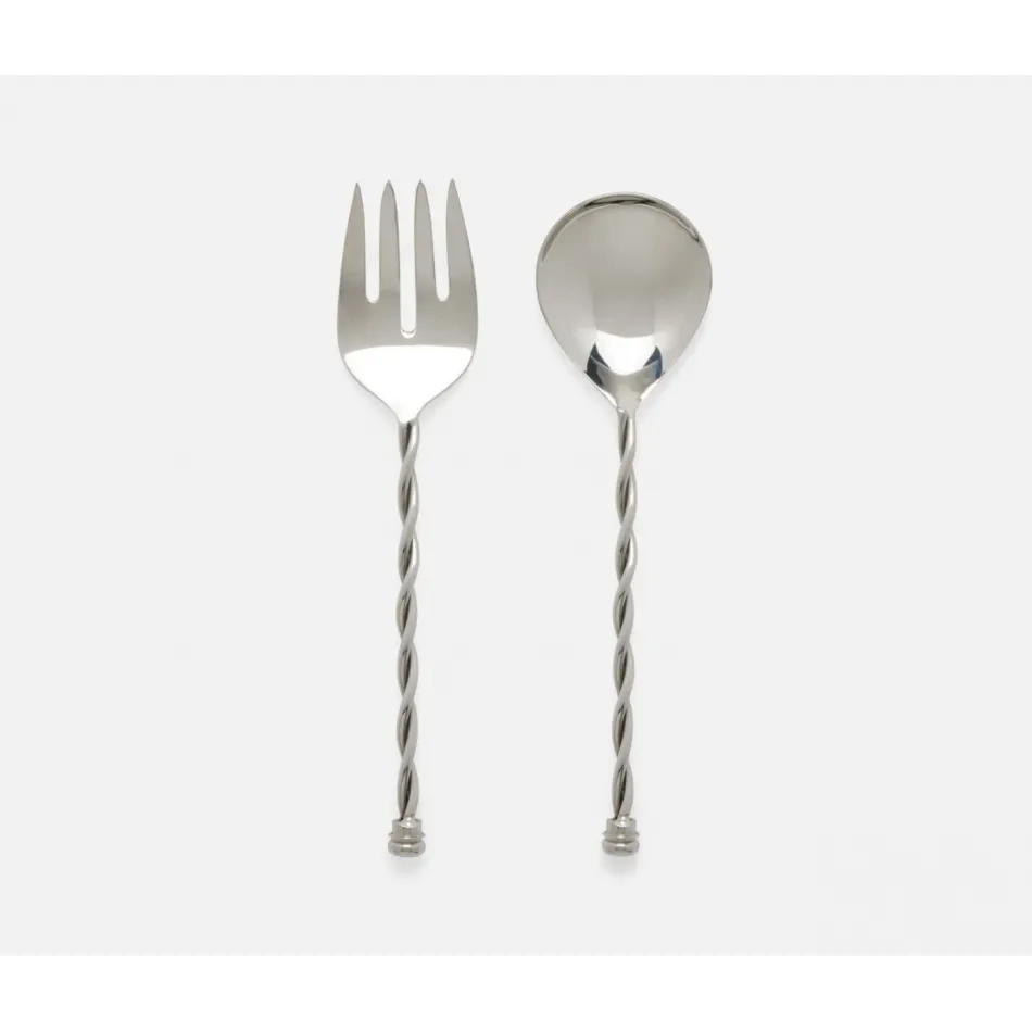 Ellis Polished Silver Serving Set, 2-Piece Set: Serving Spoon, Serving Fork