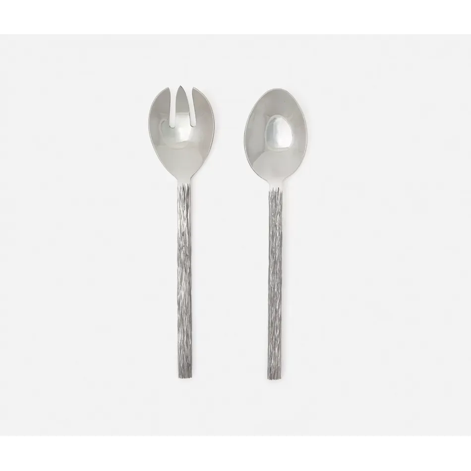 Harrison Silver Faux Bois 2-Pc Serving Set (Serving Spoon, Serving Fork)