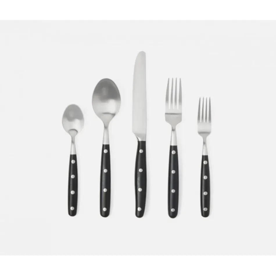 Jones Black POM Handle/Silver Stainless Steel Flatware, 5-Piece Set