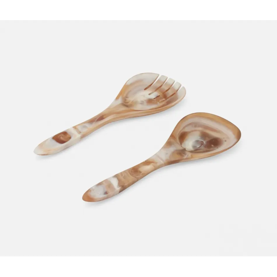 Laney Brown Swirled 2-Pc Serving Set (Serving Spoon, Serving Fork)