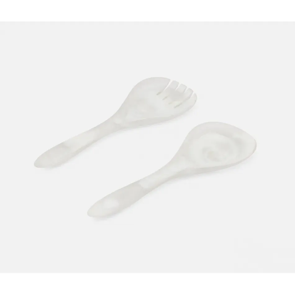 Laney White Swirled, Serving Set, 2-Piece Set: Serving Spoon, Serving Fork