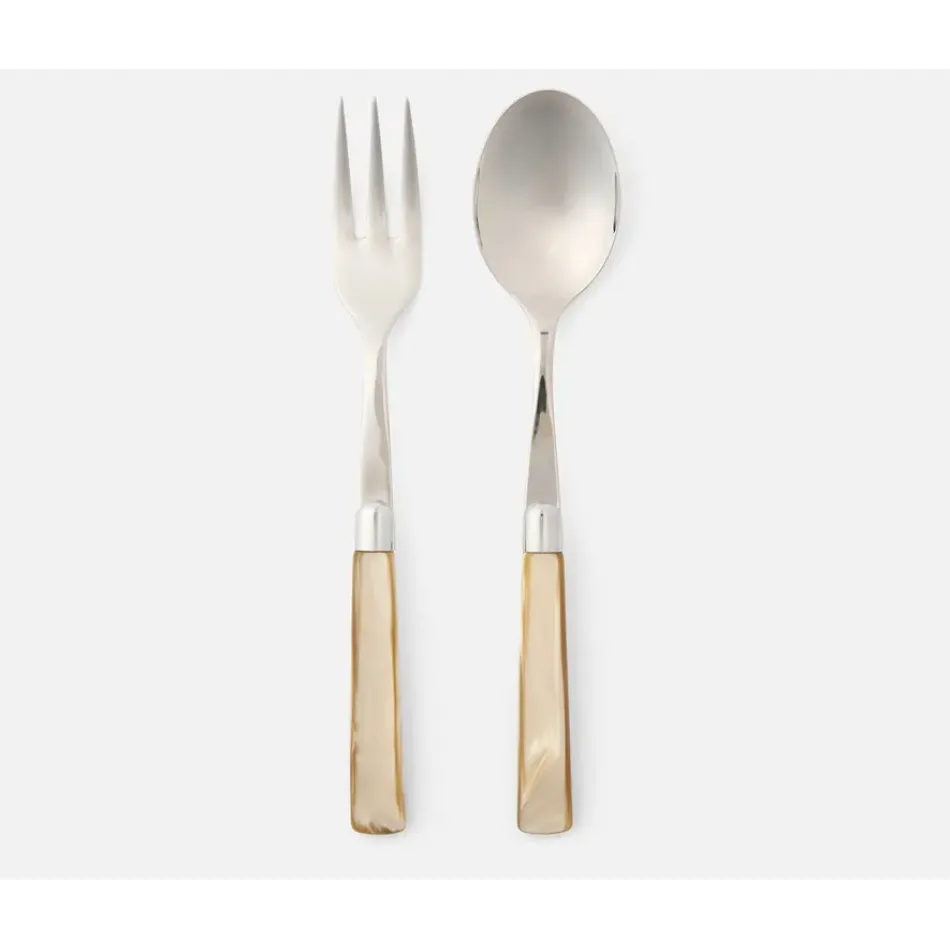 Colson Champagne/Polished Silver 2-Piece Serving Set Spoon, Fork Acrylic/Stainless Steel