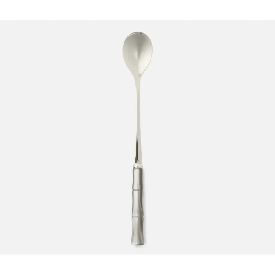 Lulu Polished Silver/Clear Gray Bamboo Cocktail Spoon Stainless Steel/Acrylic Pack Of 4