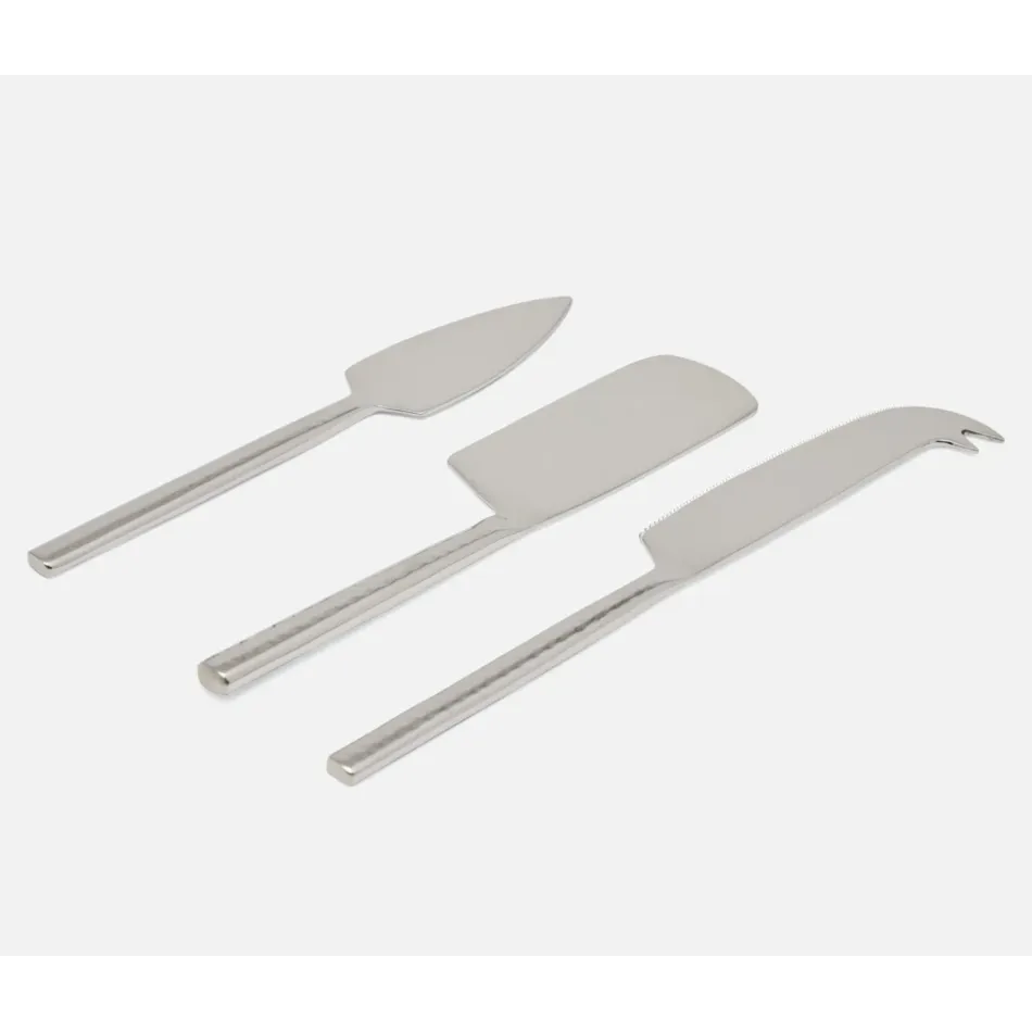 Raymond Polished Silver, Cheese Knives, Hammered Handles, Boxed Set of 3