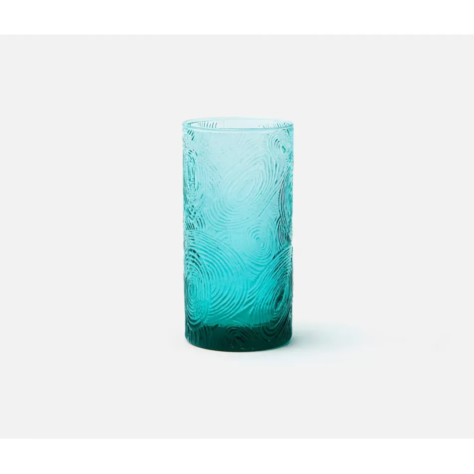 Alyse Aqua Highball Glass, Hand Blown, Pack of 6