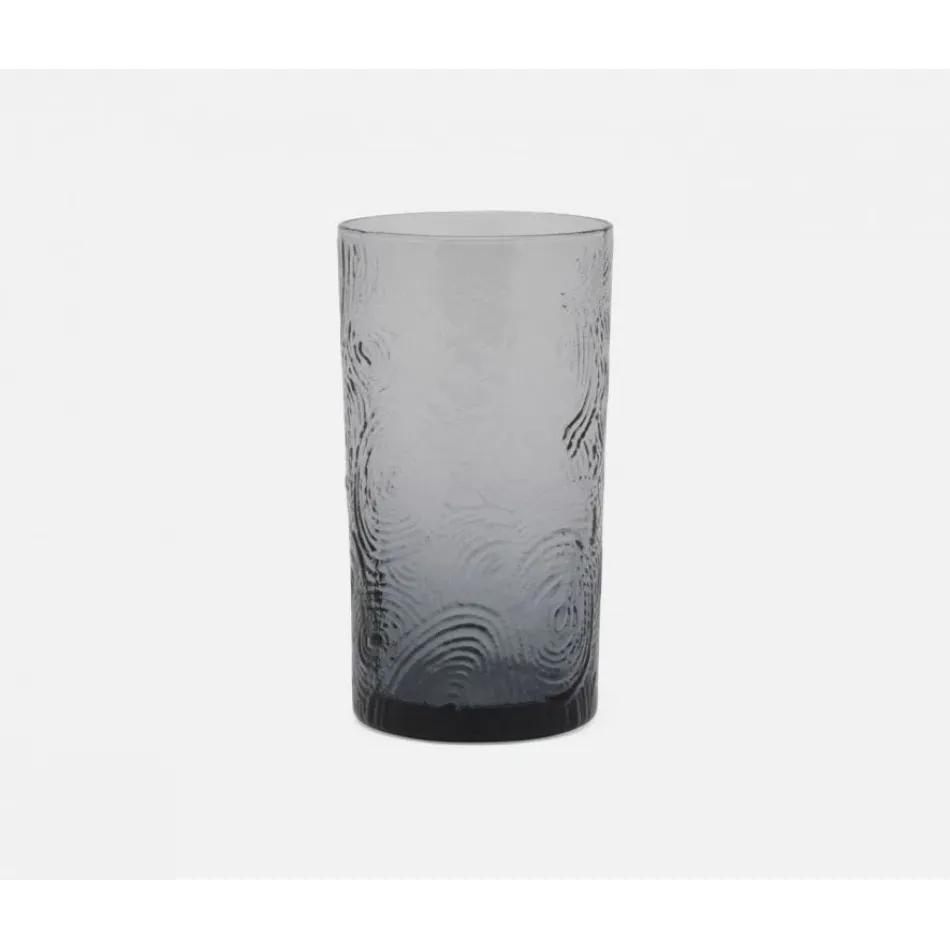Alyse Charcoal Gray, Highball Glass, Hand Blown, Pack of 6