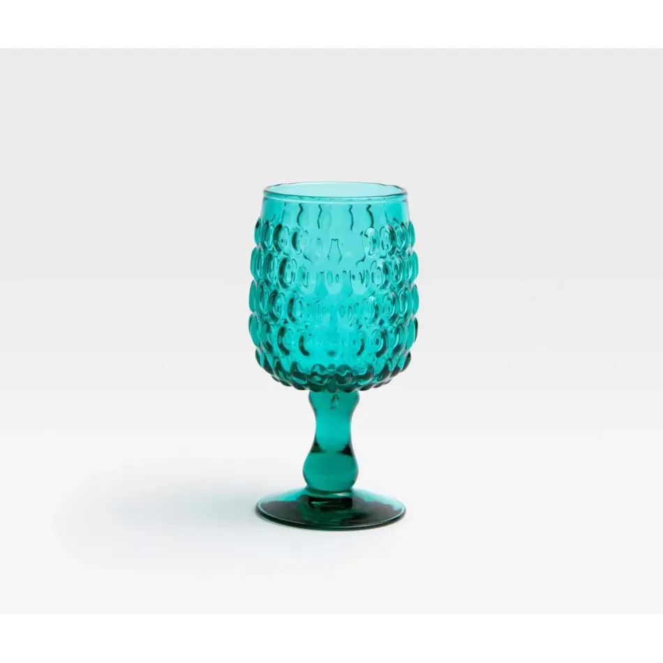 Claire Teal Water Goblet Hand Blown, Pack of 6