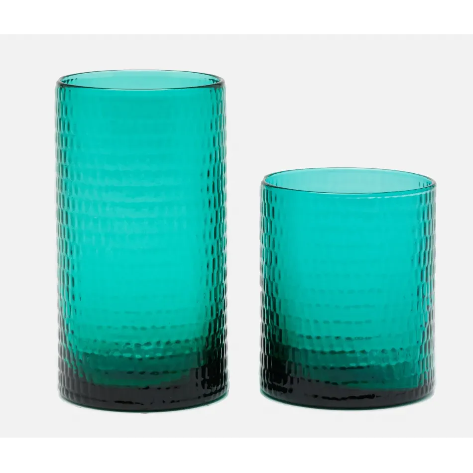 Duncan Aqua, Tumbler Glass, Hand Blown, Pack of 6