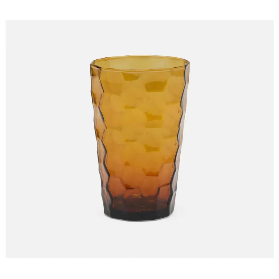 Paige Amber, Highball Glass, Hand Blown, Pack of 6