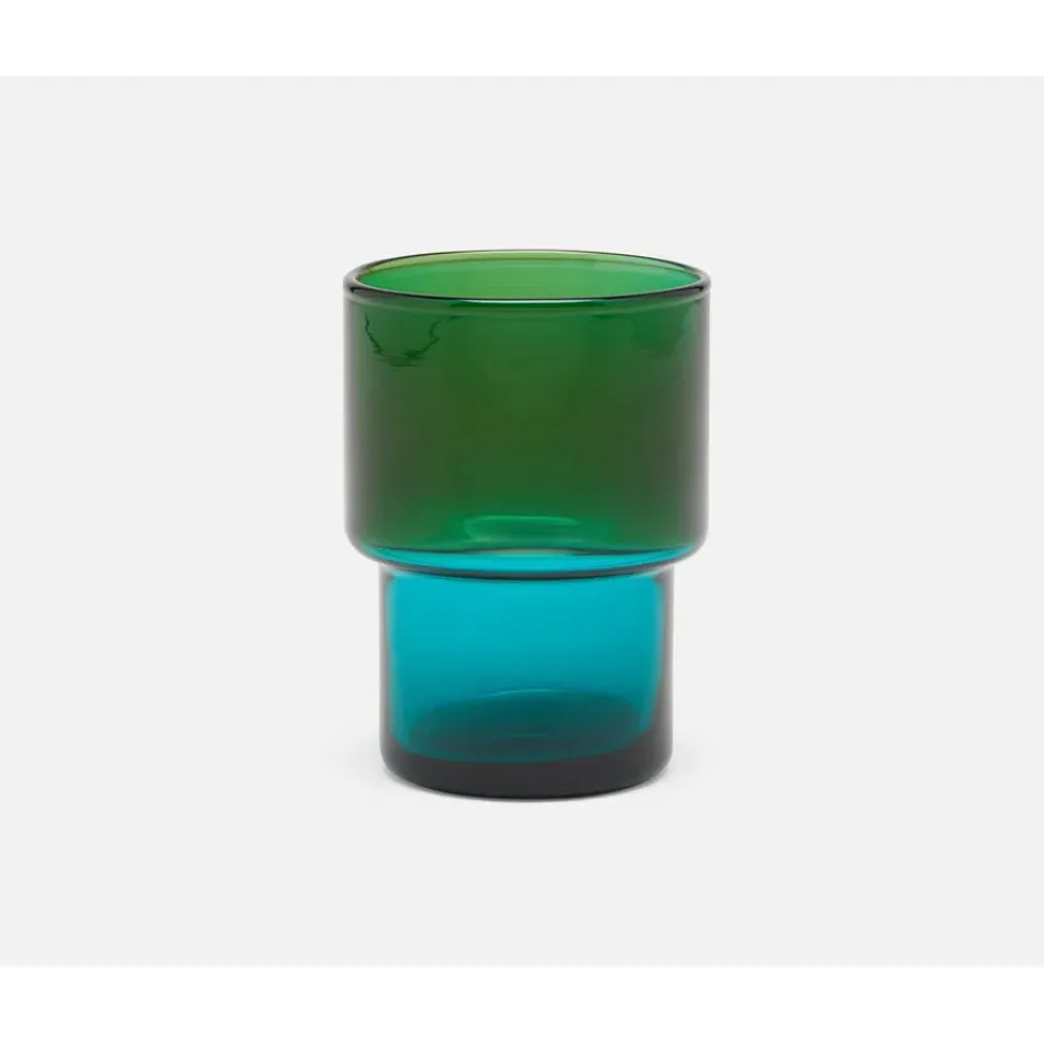 Samuel Dark Green/Teal Tumbler Glass Hand Blown, Pack of 6