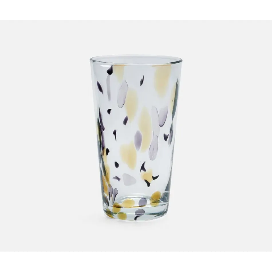 Seth Yellow, Mixed Dots, Highball Glass, Hand Blown, Pack of 6