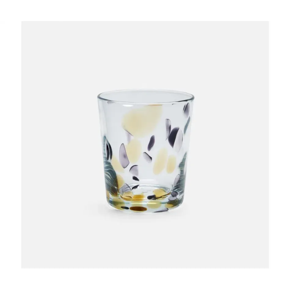 Seth Yellow, Mixed Dots, Tumbler Glass, Hand Blown, Pack of 6