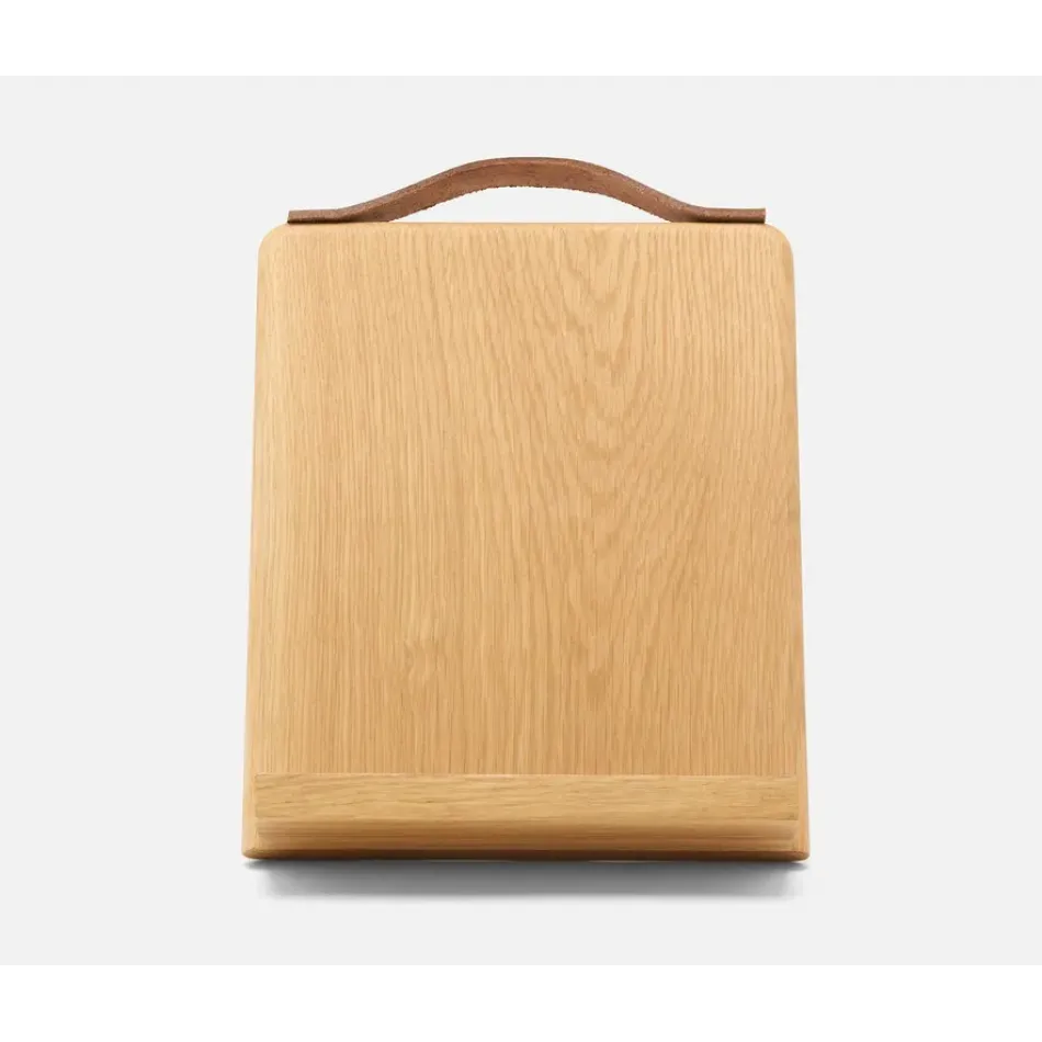 Arwen Natural Oak, Recipe Stand w/ Handle, Wood/Full-Grain Leather