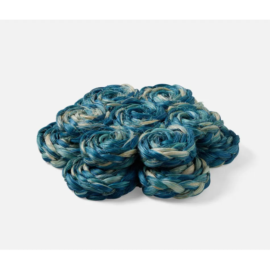 Keenan Deep Blue/Bleached, Bubbles, Pot Trivets, Abaca, Set of 2