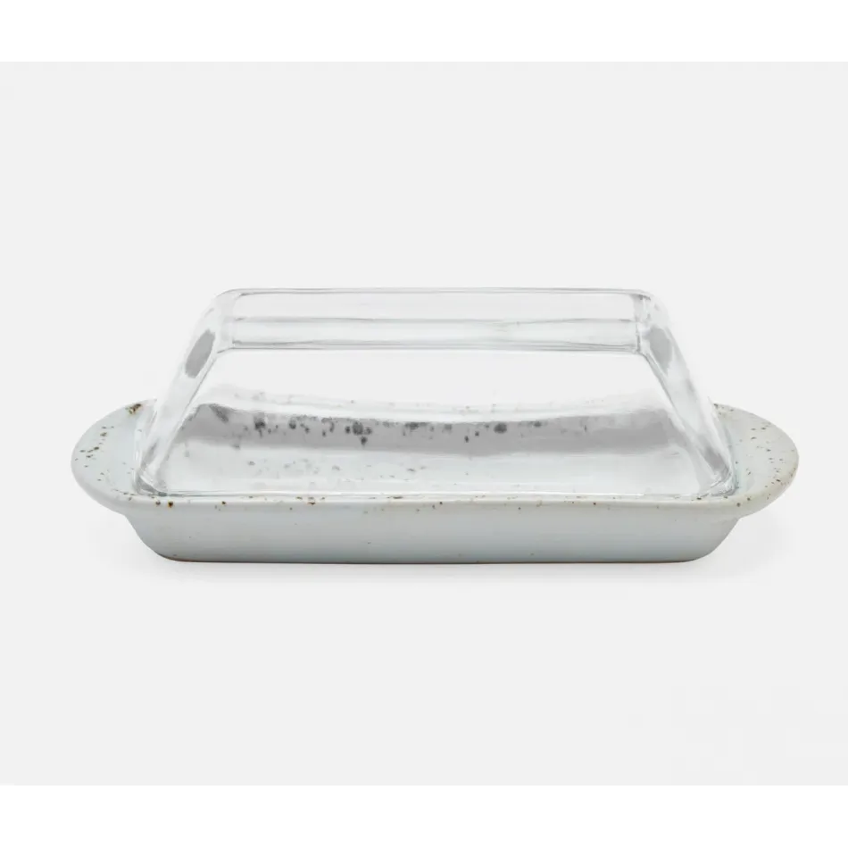 Lessie White Salt Glaze Rectangular Butter Dish