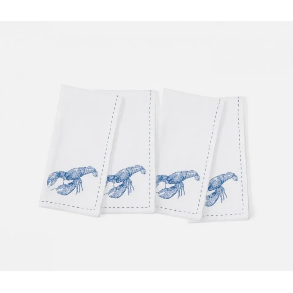 Ariel Lobster White Cotton Napkin 22 x 22, Pack of 4