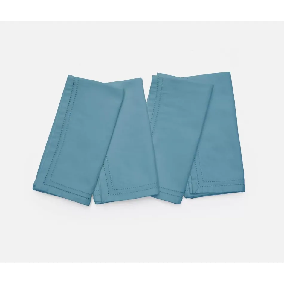 Betty Dusty Teal Double Eyelet Cocktail Napkin Cotton Canvas 10X10, Pack of 4