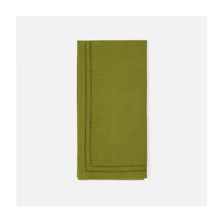 Betty Lime Double Eyelet Cocktail Napkin Cotton Canvas 10X10, Pack of 4