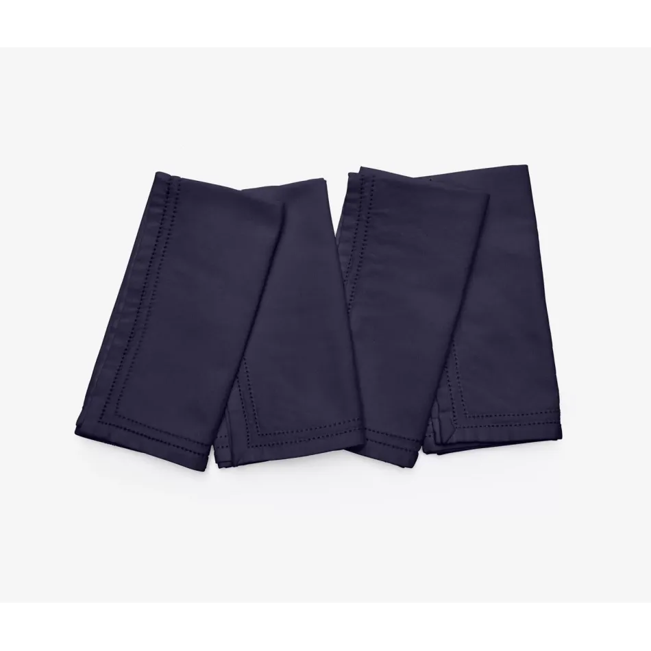 Betty Navy, Double Eyelet, Napkin, Cotton Canvas, 20x20, Pack of 4