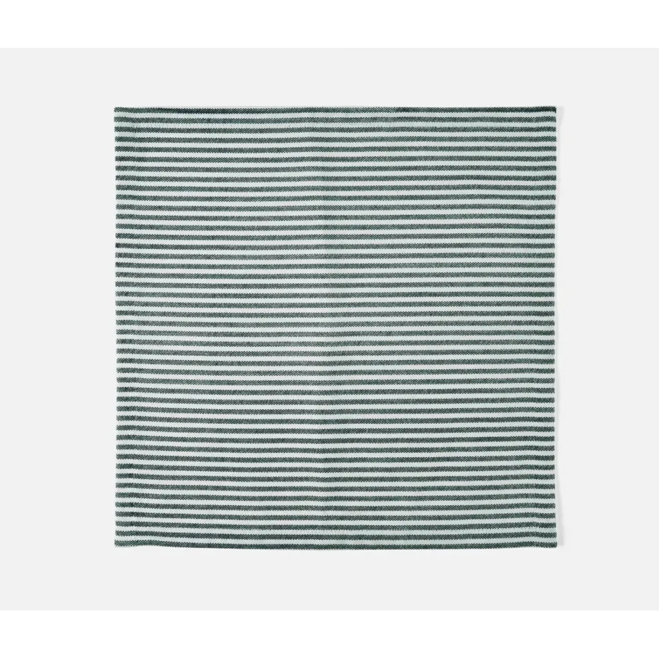 Brooks Dark Green Stripe Cocktail Napkin Cotton Canvas 10X10, Pack of 4