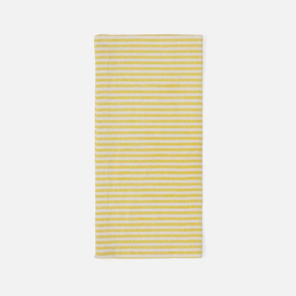 Brooks Yellow Stripe Cocktail Napkin Cotton Canvas 10X10, Pack of 4