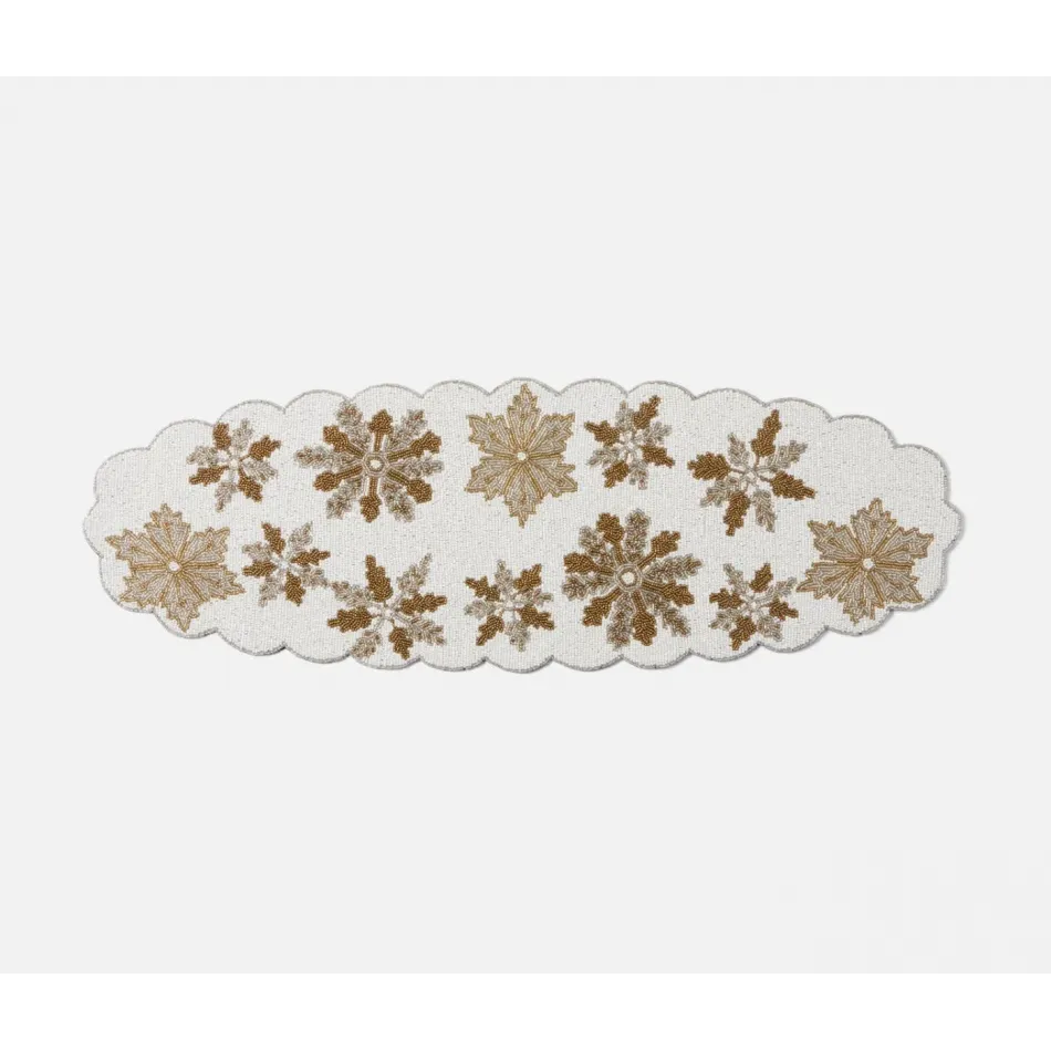 Elsa White Snowflake Table Runner Glass Beads 36X12