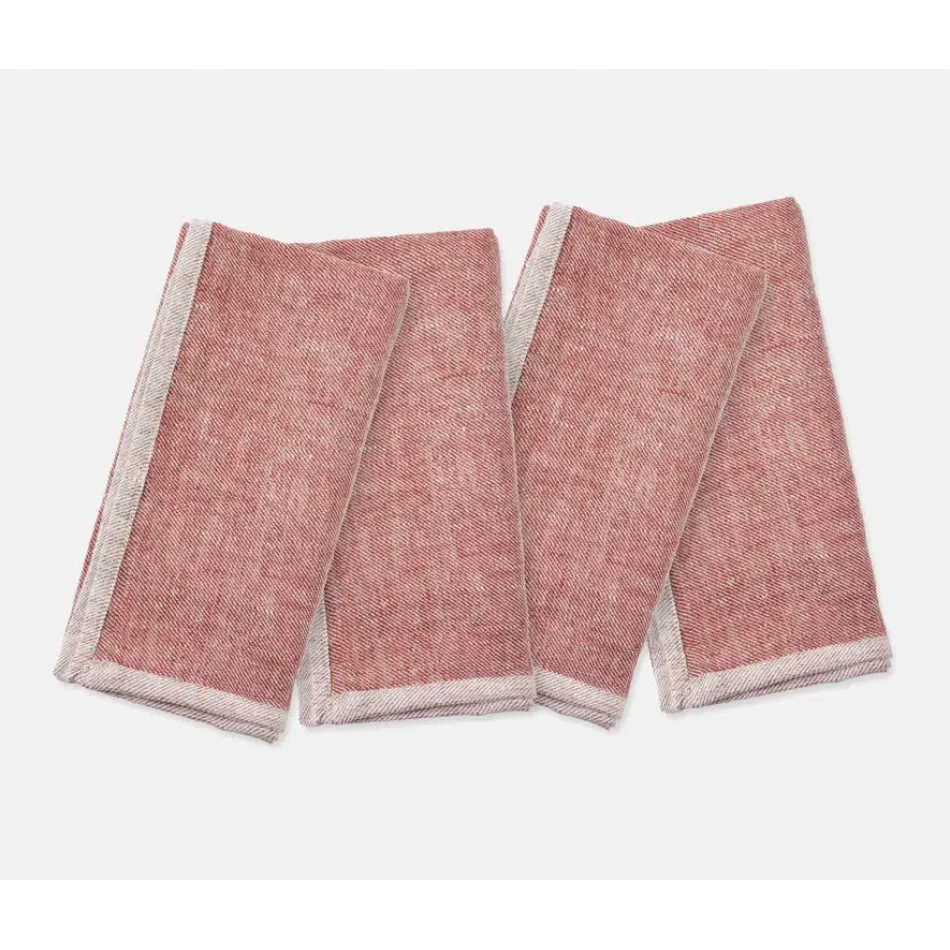 Gianna Maroon/White, Napkin, Linen, 20"x20", Pack of 4